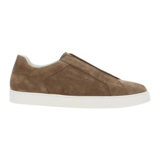 Doucal's Sneakers, male, Brown, Size: 8 1/2 US Slip-On Suede Sneakers