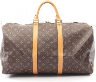 Louis Vuitton Brown Coated Canvas Leather Boston Bag (Pre-Owned)