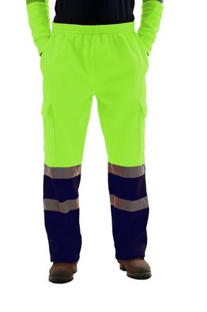 Generic Waterproof Hi-Vis Reflective Rain Pants - Lightweight Safety Work Trousers with Elastic Waistband, Adjustable Hems & Taped Seams (UK, Alpha, M, Regula