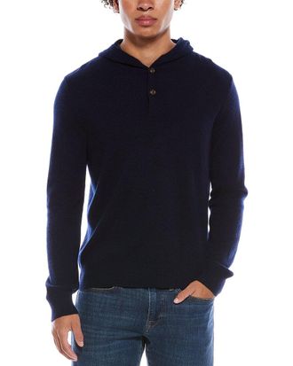 Amicale Cashmere Jersey Cashmere Henley Hoodie