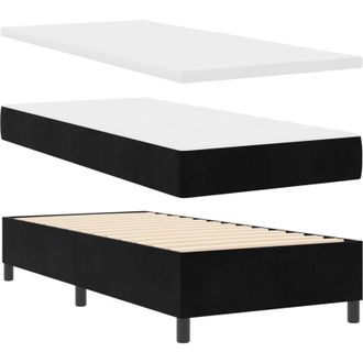 vidaXL Box Spring Bed with Mattress Black 90 x 190 cm Velvet vidaXL