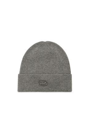 Diesel Ribbed beanie with D embroidery - Knit caps - Unisex - Grey