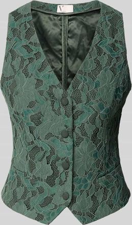 Vera Mont Regular Fit Weste mit Spitzenbesatz in Gruen, Gr&ouml;&szlig;e 34