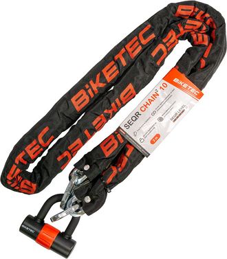 OEM Cadena Biketec Seqr Cp 2m Con Candado, 3 Llaves Y Ojal De 10 Mm