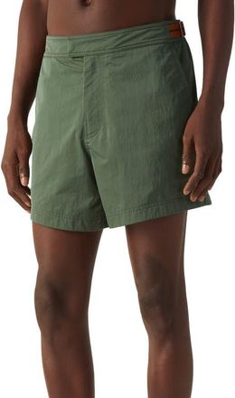 Ermenegildo Zegna 232 Road Brand Mark Rio Swim Trunks in Pine Green at Nordstrom, Size X-Large