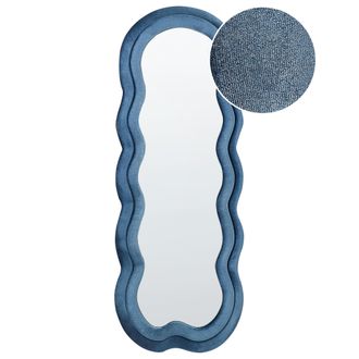 Beliani Beliani - Espejo De Pared De Estilo Moderno Con Forma Abstracta Decorativo Terciopelo Azul 57 X 160 Cm Lacs