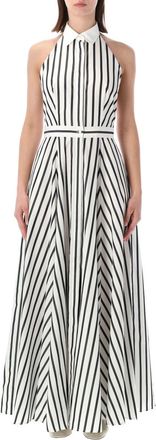 Ralph Lauren Black Halter Neck Stripes Maxi Dress