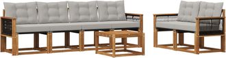 vidaXL Conjunto De Sof&aacute;s De Exterior 7 Uds. Natural Y Gris Claro Vidaxl