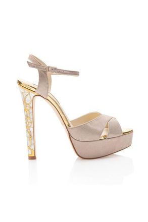 Freya Rose Rose in Bloom Ankle Strap Pearl Heel Sandal in Taupe at Nordstrom, Size 38