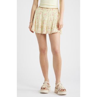 BP. Ditsy Floral Mesh Miniskort in Yellow- Pink Shannon Floral at Nordstrom, Size Xx-Small