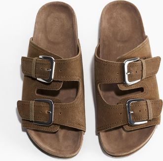 H&M Sandalen aus Veloursleder - Beige