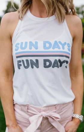 PJ Salvage Peachy Party Graphic Tank In Ivory sundays Fun Days