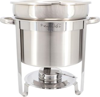 MegaChef 11.6 Quart Round Stainless Steel Professional Soup Chafing Dish in Silver