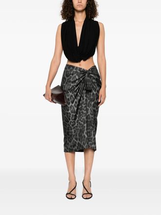 Stella McCartney Stella McCartney Womens Knotted Asymmetric Midi Skirt - Grey Silk - Size EU 36 (Womens)