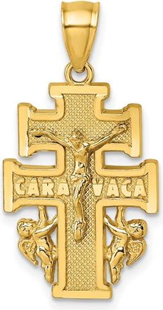 Diamond2Deal 14k Yellow Gold Polished Diamond-cut Cara Vaca Cross Pendant
