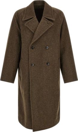Christophe Lemaire Zachte double-breasted jas - Heren - Mantels - Bruin - Maat: M Zijde
