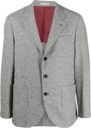 Brunello Cucinelli hounds-tooth-print blazer - men - Cashmere/Cupro/Virgin Wool - 48 - Grey