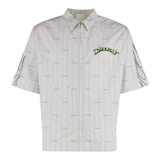 Givenchy Short Sleeve Shirts, male, White, Size: 3XL Striped Cotton Shirt