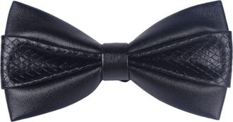 Generic Mens Pre-tied Pu Leather Bow Tie, Adjustable Butterfly Cravat Banquet Party Bowties