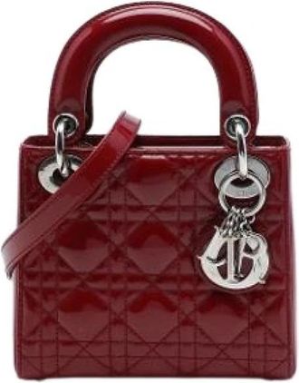 Dior Pre-owned Lady Dior Mini Bag - Dames - Vintage Mini Tas - Rood - ONE Size - Leer - Vintage
