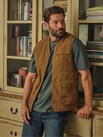Fat Face FatFace Rydal Light Brown Canvas Gilet