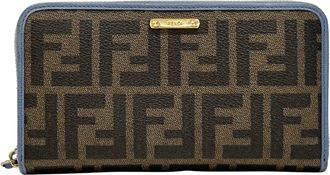Fendi Zucca Blue Brown Zucca Long Bill Wallet (Bi-Fold) (Pre-Owned)