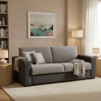 Dmora Talamo Italia - Sofa Cama Algisa, Gran Sof&aacute; De 2 Plazas, 100% Made In Italy, Sof&aacute; De Sal&oacute;n Con Apertura Giratoria, En Tela Acolchada, Con Reposabrazos