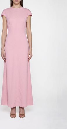 Jil Sander Abito lungo in lana vergine con maniche corte e spacco posteriore