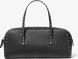 Michael Kors Roberta Hand-Stitched Pebbled Leather Satchel