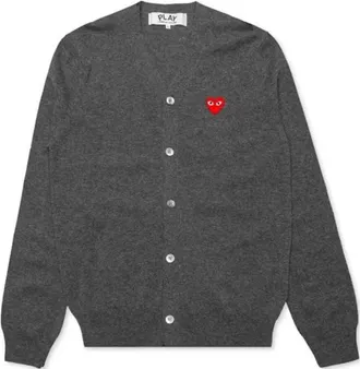 Comme Des Gar&ccedil;ons 25 Cardigan with Red Heart Grey AX-N008-051-3