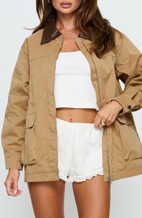 Princess Polly Philette Oversized Utility Jacket in Camel at Nordstrom, Size X-Small/small