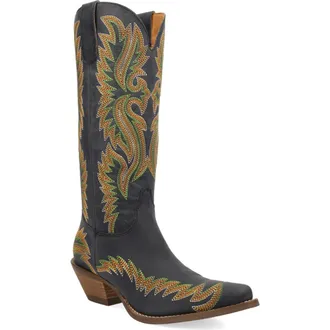 Dingo Lantana Leather Western Boot in Black at Nordstrom, Size 8.5