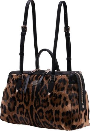 Dolce & Gabbana Womens Leopard-Print Calfskin Shoulder Bag Multicolor