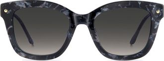 Carolina Herrera HER 0407/G/S 51mm Gradient Rectangular Sunglasses in Black Marble/dark Grey Sf at Nordstrom