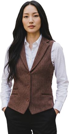 TruClothing Womens Rust Brown Herringbone Wool Tweed Check Tailored Waistcoat - WS-1