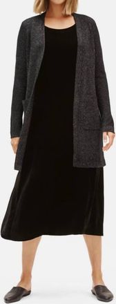 Eileen Fisher Straight Long Open Cartigan In Grey