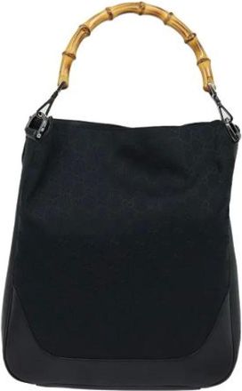 Gucci Pre-owned Handbags, female, Black, Size: ONE SIZE Pre-owned Canvas Handbag