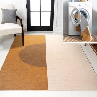 Jonathan Y Designs Demie Minimalist Graphic Circle Machine-Washable Area Rug in Brown/cream/terracotta at Nordstrom, Size 3Ft 0In X 5Ft 0In