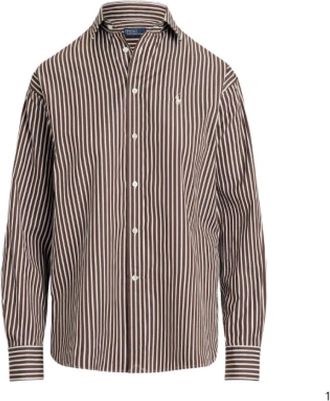Ralph Lauren Overhemden, Dames, Bruin, XL, Katoen, Ls Rmsy St-lange mouw-blouse