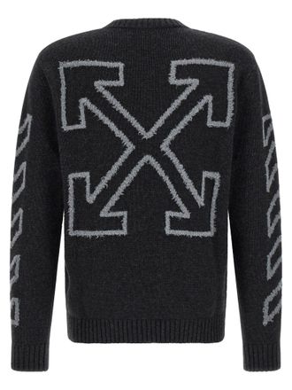 Off-white Intarsia Wool Blend Sweater - Charcoal