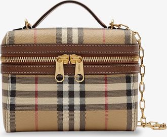 Burberry Borsa a mano Vanity Mini in tela spalmata motivo Check - BURBERRY - gender_Woman