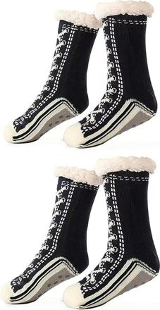 Generic Accordinglye Ultra-Thick Cashmere Slipper Home Socks, Unisex Winter Super Soft Warm Cozy Fleece Lined Non Slip Slipper Socks (2pcs-e,One Size)