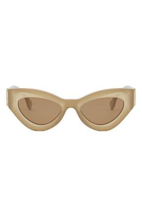 Fendi FF Diamonds 52mm Cat Eye Sunglasses in Shiny Beige /Brown at Nordstrom