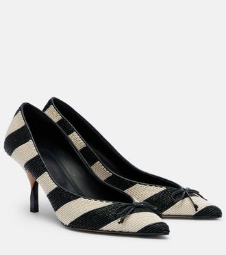 Jacquemus Tourni striped raffia-effect pumps