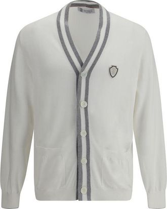 Brunello Cucinelli Katoenen Cardigan Met Grijze Strepen