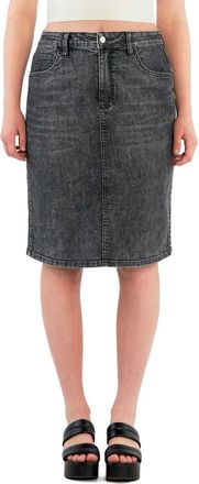 HINT OF BLU Daily Denim Midi Skirt in Washed Grey at Nordstrom, Size 25