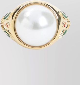 Casablanca pearl signet ring laurel detailing