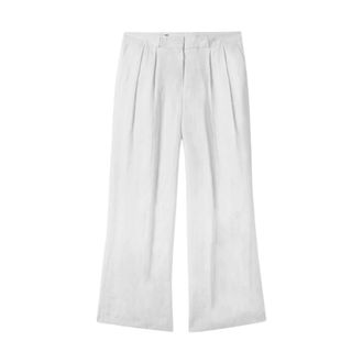 Brooks Brothers Ierse Linnen Broek - Dames - Wijde Broeken - Wit - M - Linnen - Broeken