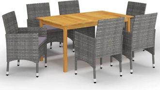 vidaXL Set De Comedor De Jard&iacute;n De 7 Piezas Gris Vidaxl