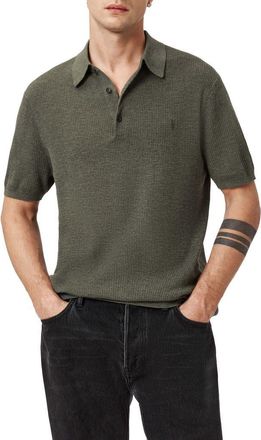 AllSaints Aubrey Ribbed Polo in Maple Green at Nordstrom, Size Xx-Large